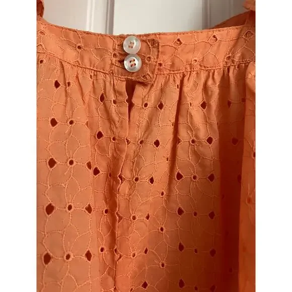 Katharine Kidd Ruffle Orange Eyelet Juno Top NEW (size L) - Picture 5 of 8
